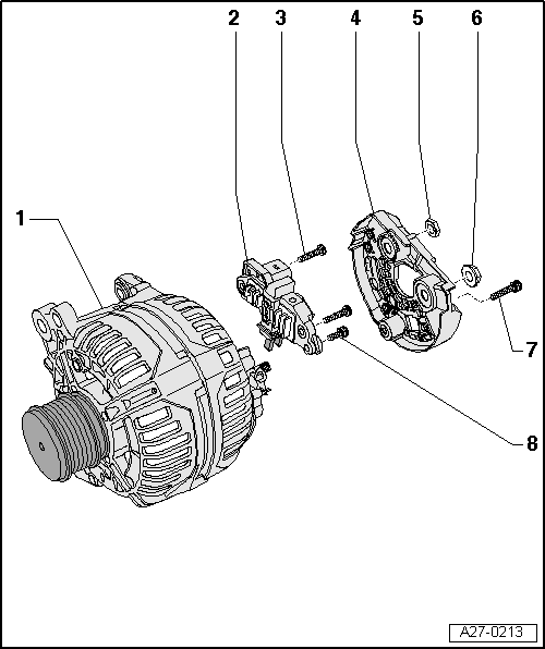 Seat Ibiza. Alternador Bosch (a partir de 2001): cuadro de montaje