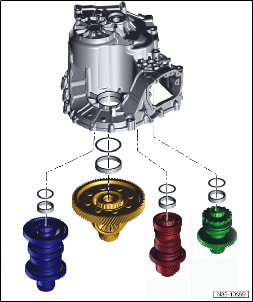 Seat Ibiza. Arandelas de ajuste de la carcasa del cambio: determinar