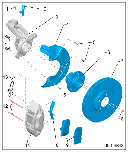 Seat Ibiza. Cuadro de montaje - Frenos delanteros, pinza de freno AP Racing