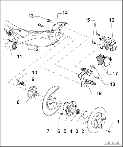 Seat Ibiza. Cuadro de montaje - Frenos traseros de disco