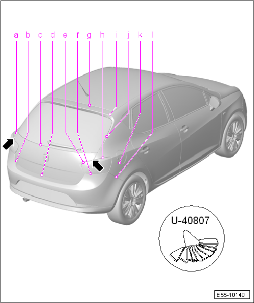 Seat Ibiza. Franquicias de la parte posterior, modelo 5 puertas