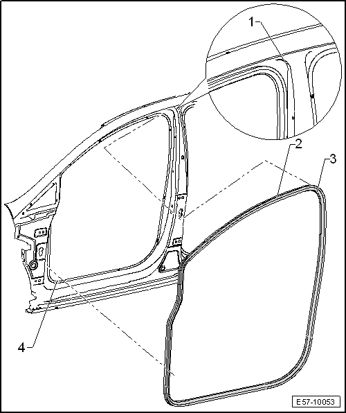 Seat Ibiza. Junta de la puerta anterior: cuadro general de montaje