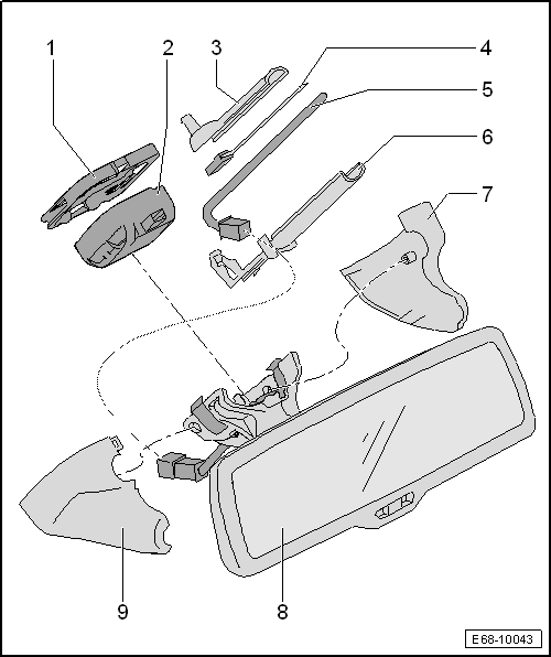 Seat Ibiza. Sensor de lluvia y de luz -G397- (en retrovisor interior con antideslumbramiento): cuadro general de montaje