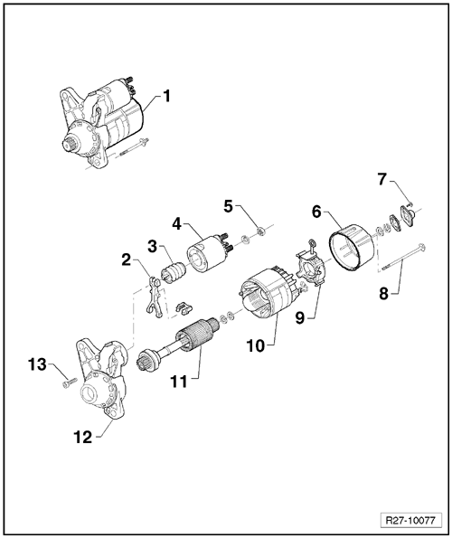 Seat Ibiza. Motor de arranque -B- (Fabricante Valeo) - desmontar y montar