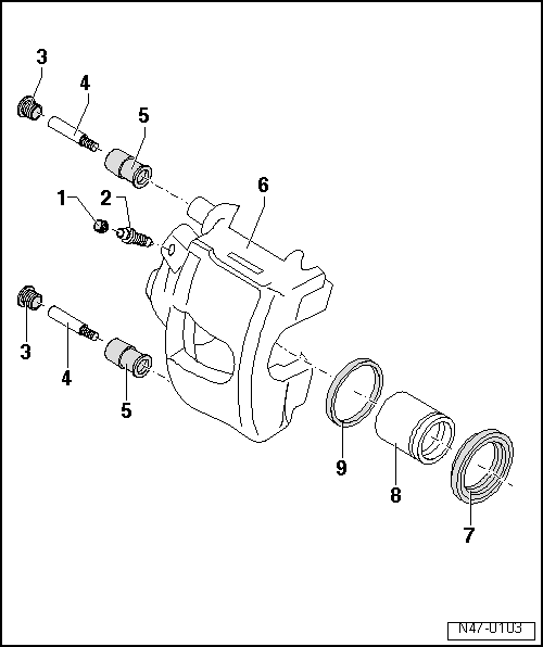 Seat Ibiza. Cuadro de montaje - Pinza de freno delantero