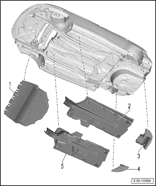 Seat Ibiza. Protección de los bajos: cuadro general de montaje